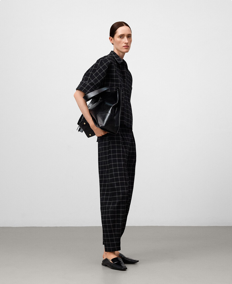 camisa corta a cuadros mujer