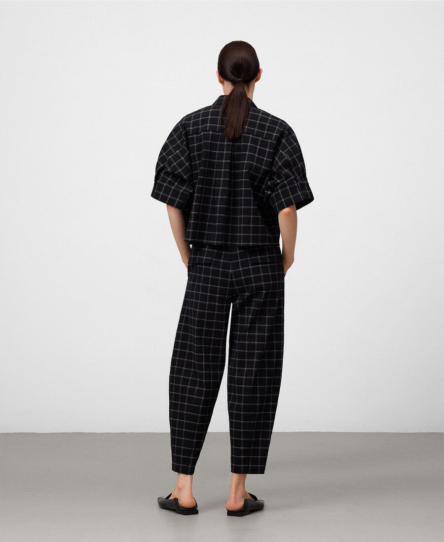 camisa corta a cuadros mujer