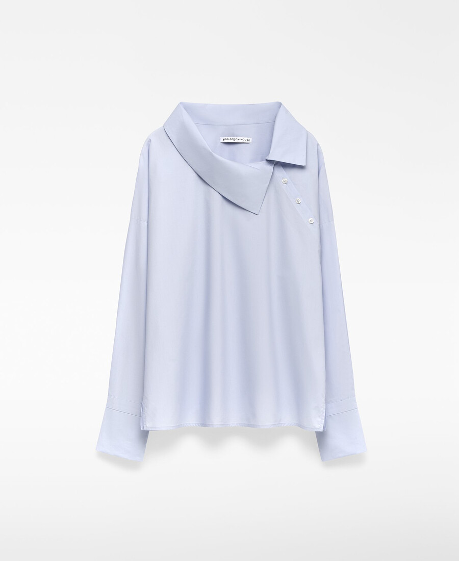camisa de mujer con cuello de solapa asimétrico