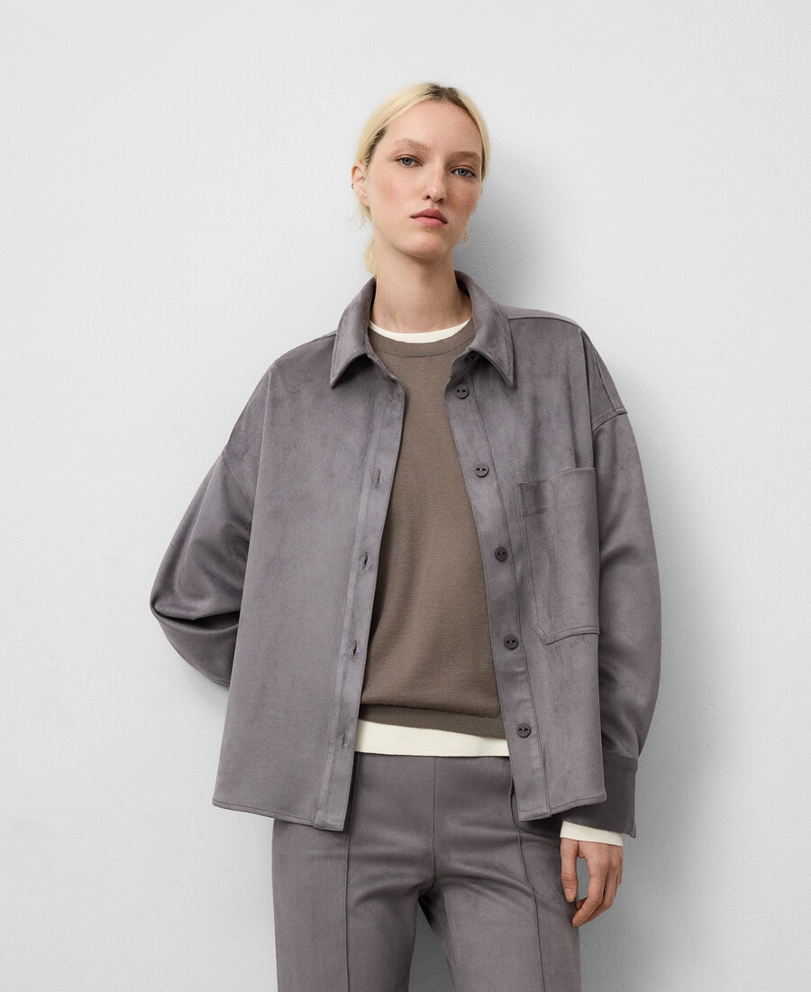 sobrecamisa de ante sintético para mujer