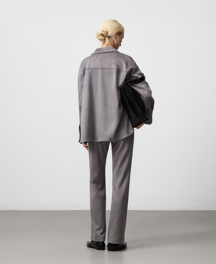 sobrecamisa de ante sintético para mujer