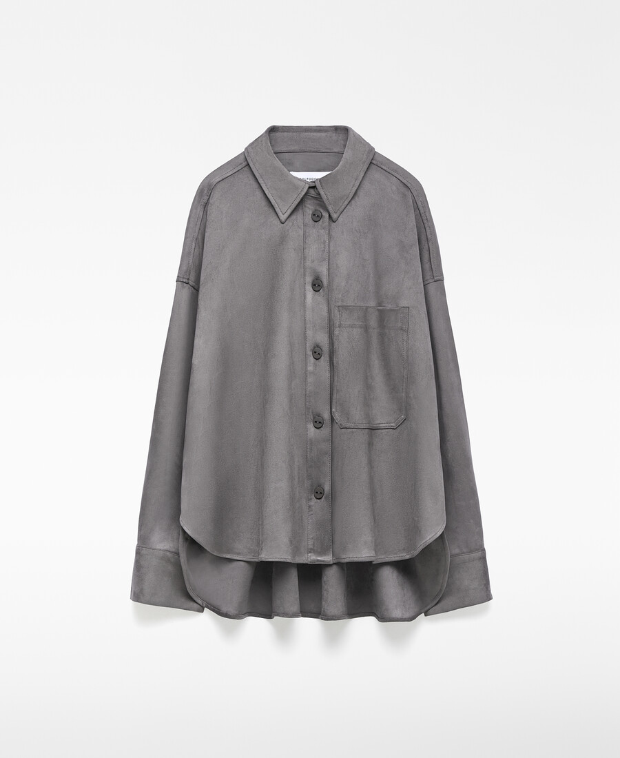 sobrecamisa de ante sintético para mujer