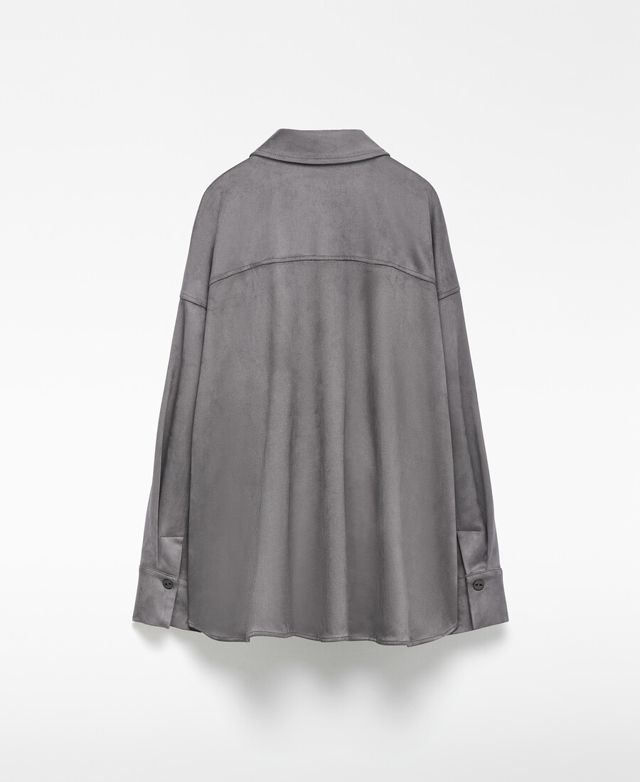 sobrecamisa de ante sintético para mujer