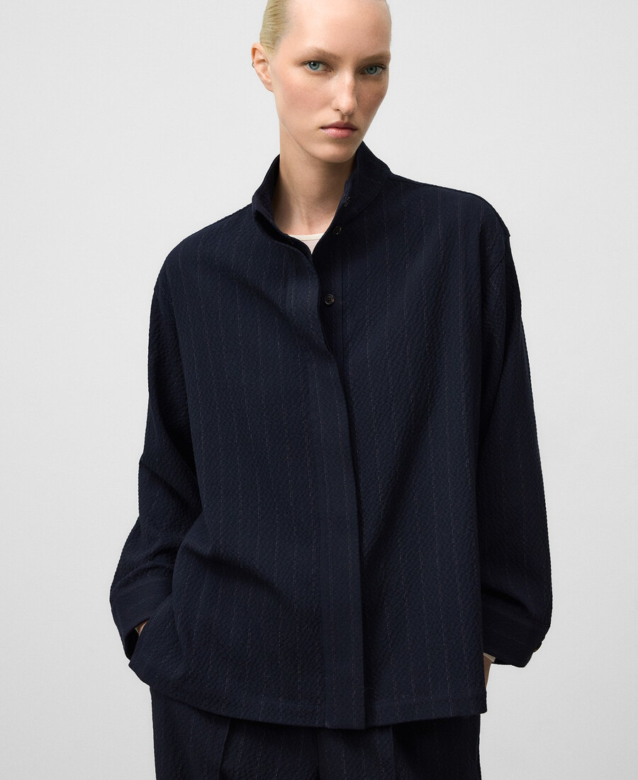 camisa de rayas de corte cuadrado para mujer