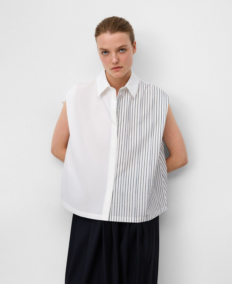 camisa asimétrica de algodón orgánico para mujer
