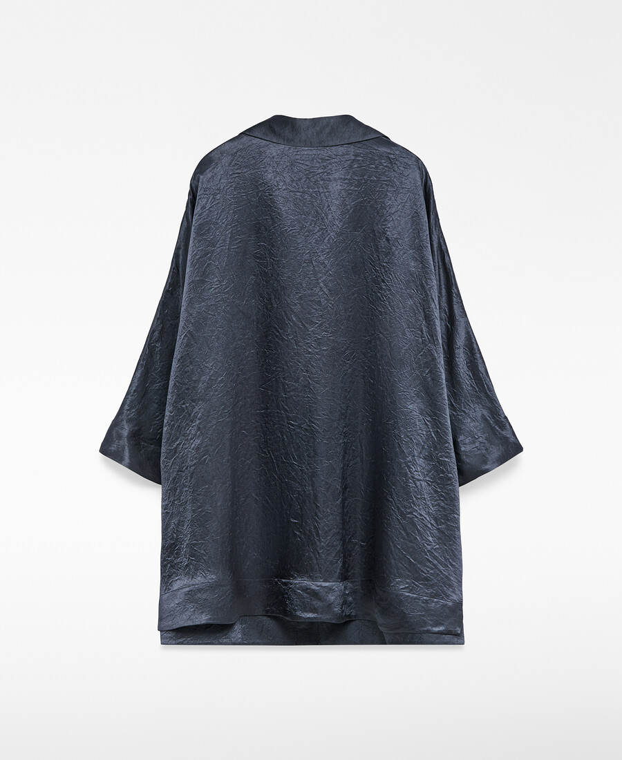 camisa oversize de satén arrugado para mujer