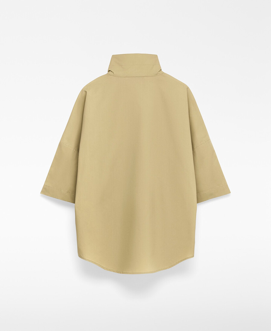 camisa de manga corta con cuello mao para mujer