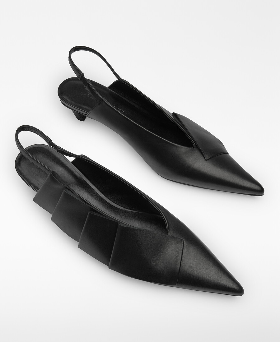 zapato de tacón de piel destalonado para mujer