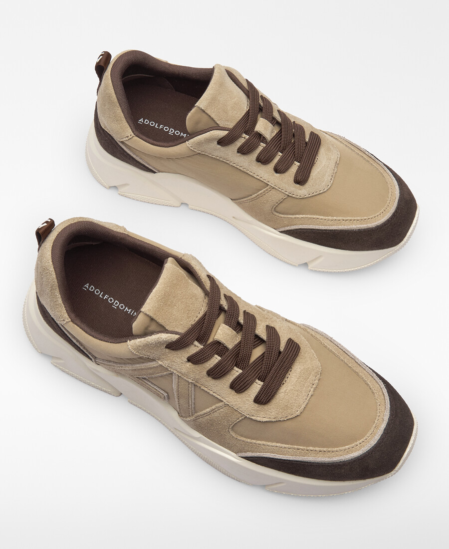 zapatilla de plataforma de ante y nailon para mujer