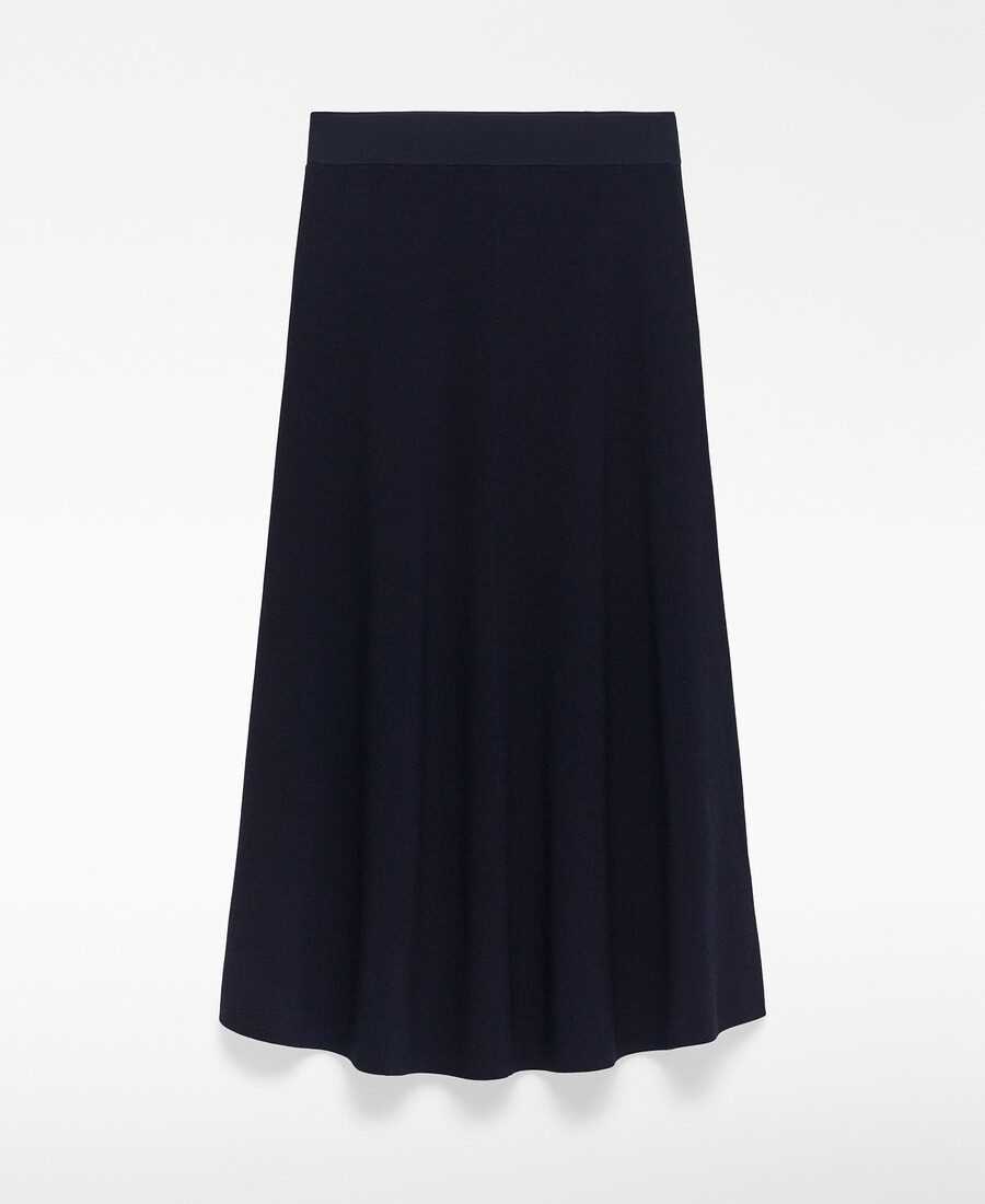 falda de punto azul marino de corte a para mujer