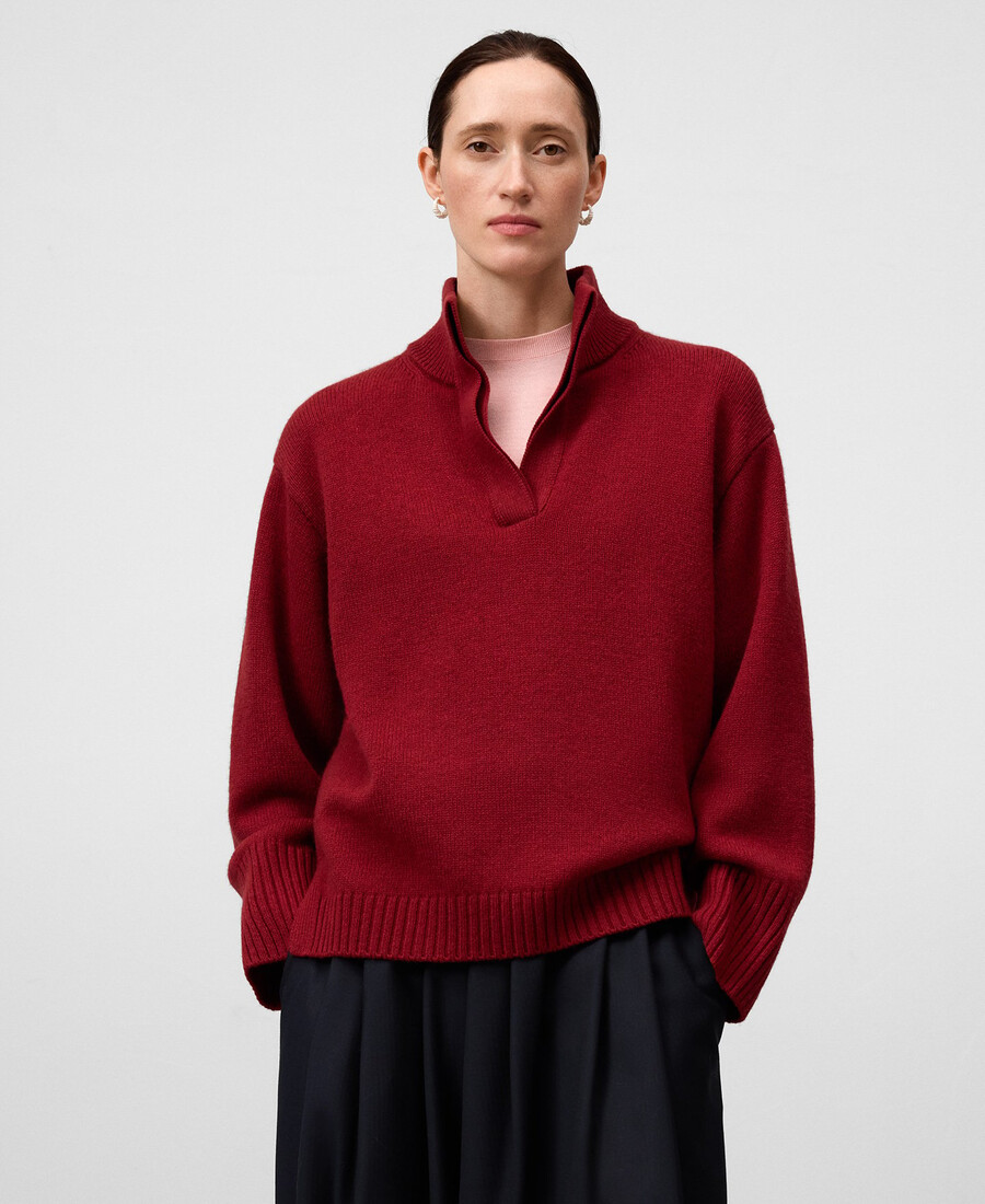 suéter de cuello alto de lana merino para mujer