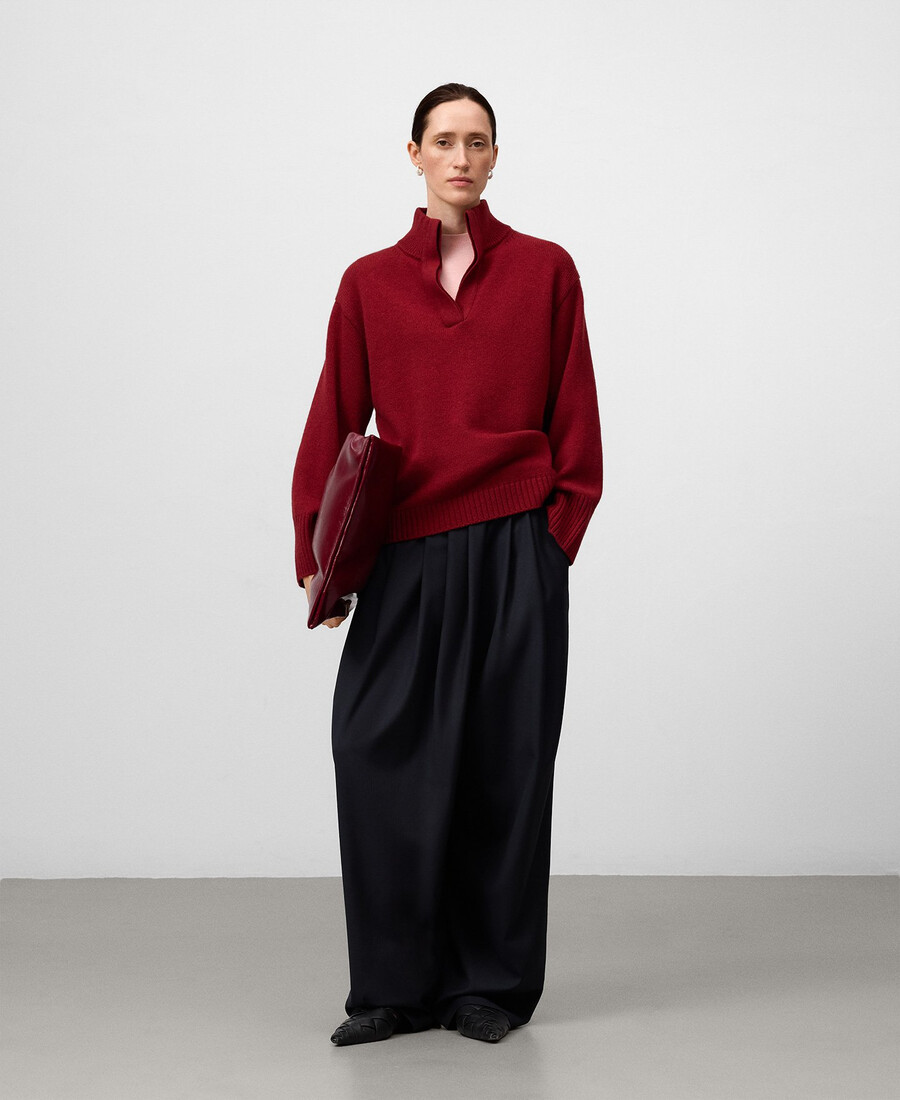suéter de cuello alto de lana merino para mujer