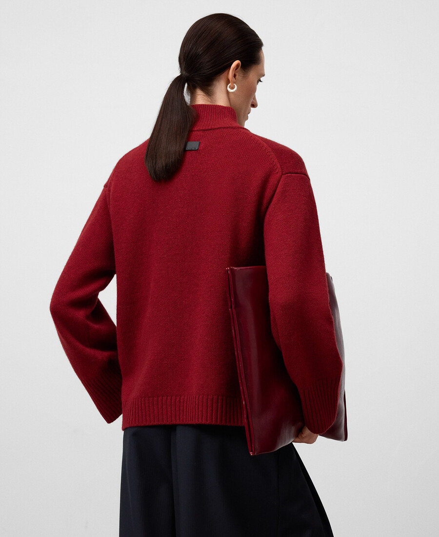suéter de cuello alto de lana merino para mujer