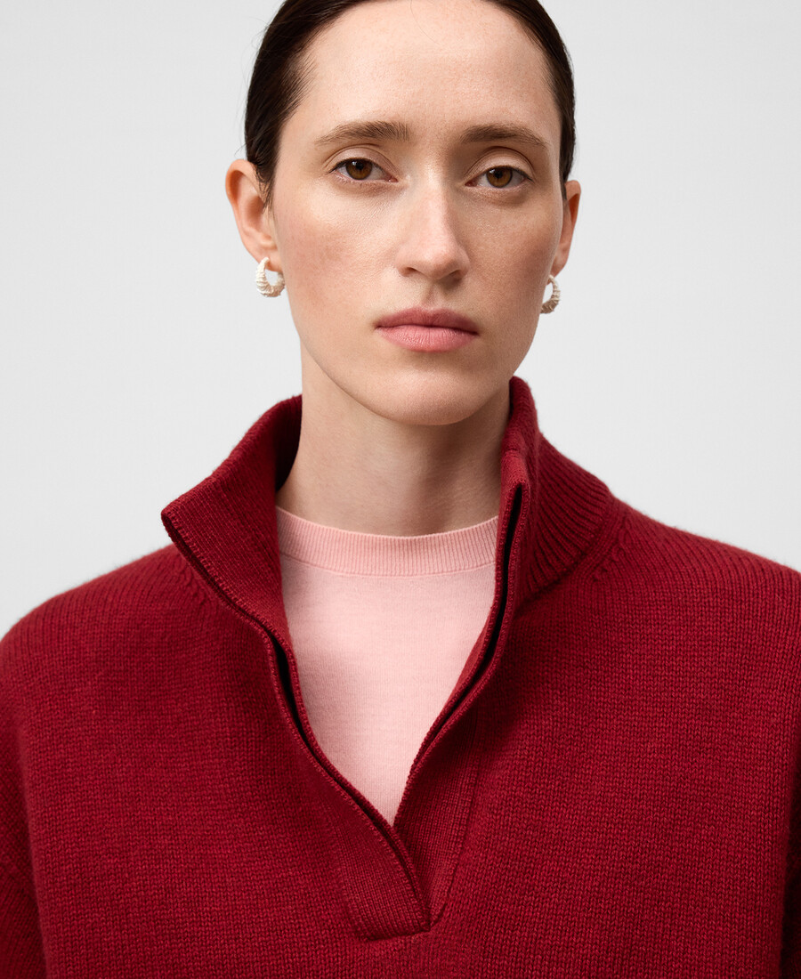 suéter de cuello alto de lana merino para mujer