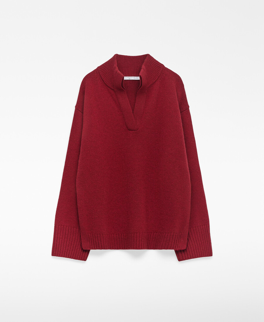 suéter de cuello alto de lana merino para mujer