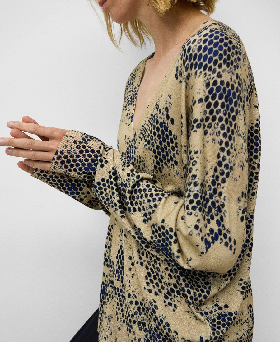 suéter estampado con cuello en v para mujer