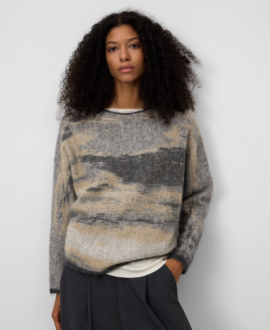 suéter de punto jacquard degradado para mujer