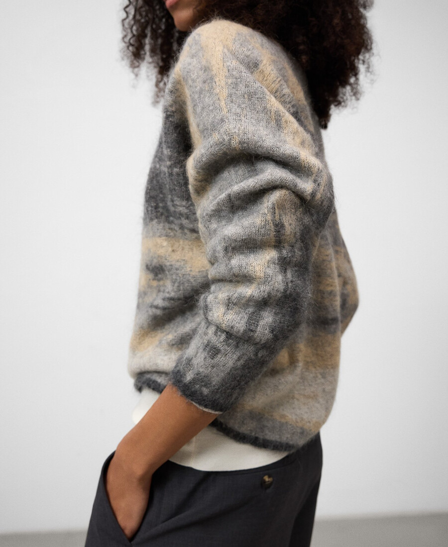 suéter de punto jacquard degradado para mujer