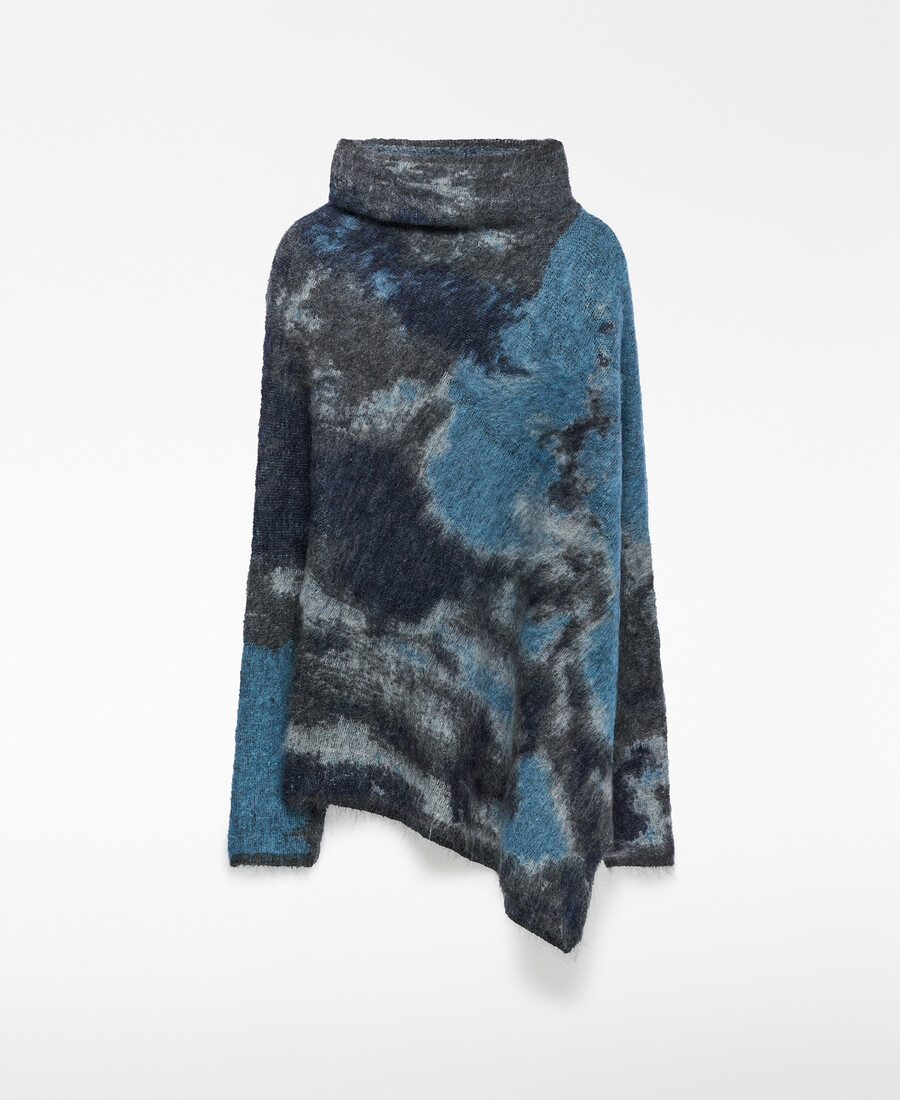 suéter asimétrico de punto jacquard para mujer