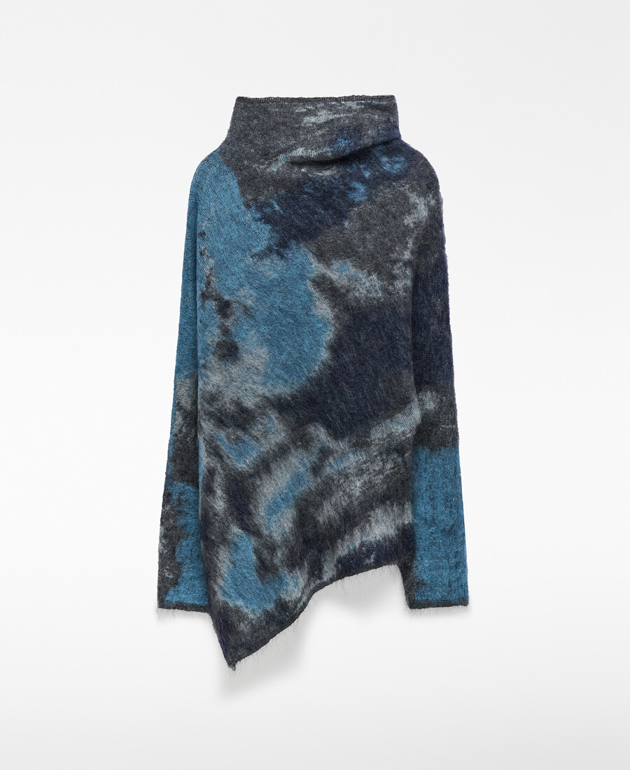 suéter asimétrico de punto jacquard para mujer