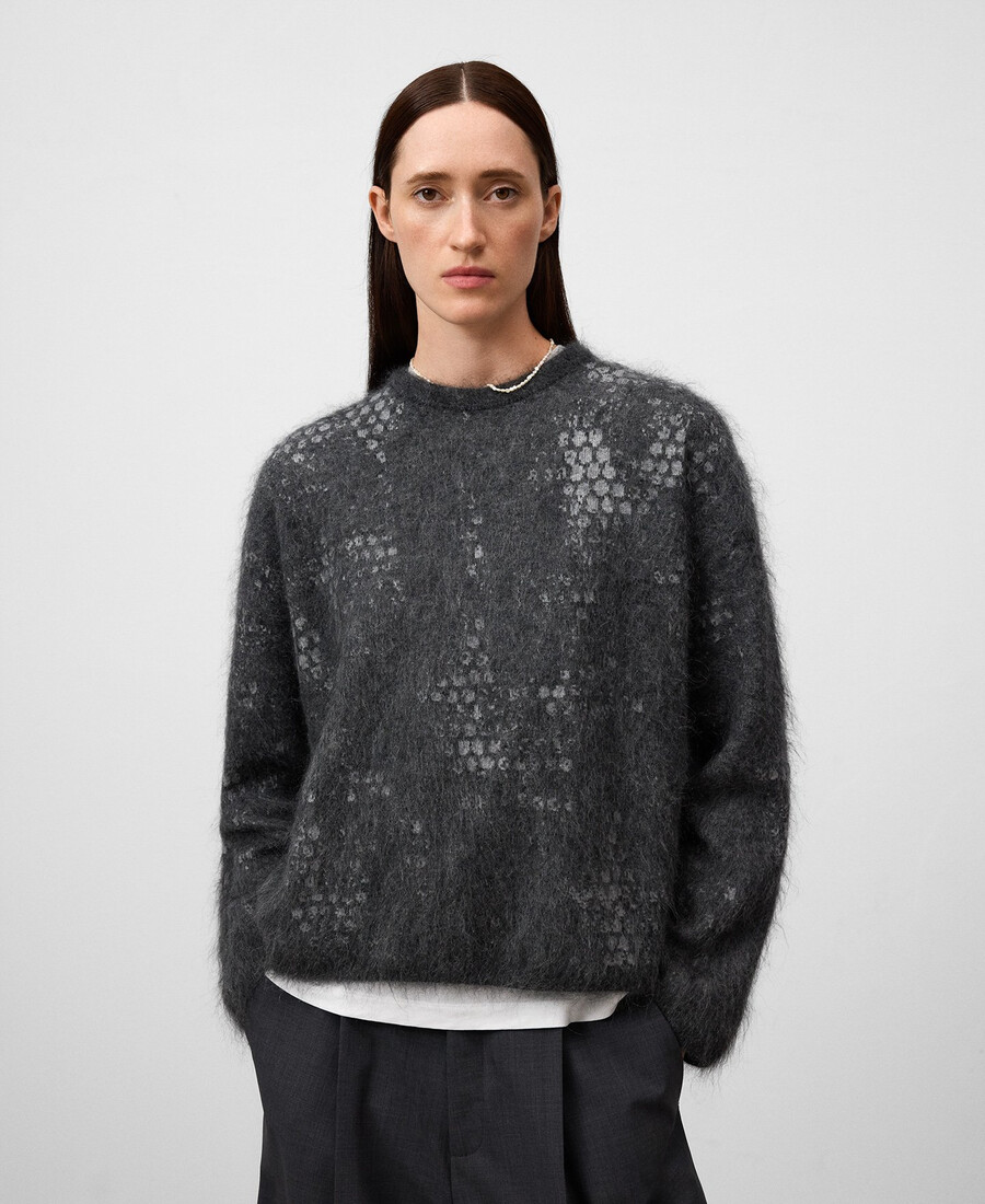 suéter de punto jacquard cepillado para mujer