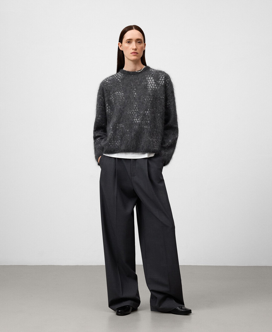 suéter de punto jacquard cepillado para mujer