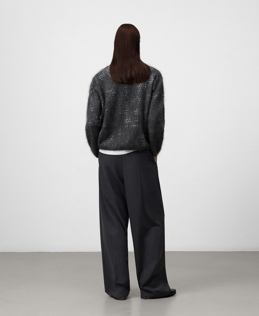 suéter de punto jacquard cepillado para mujer