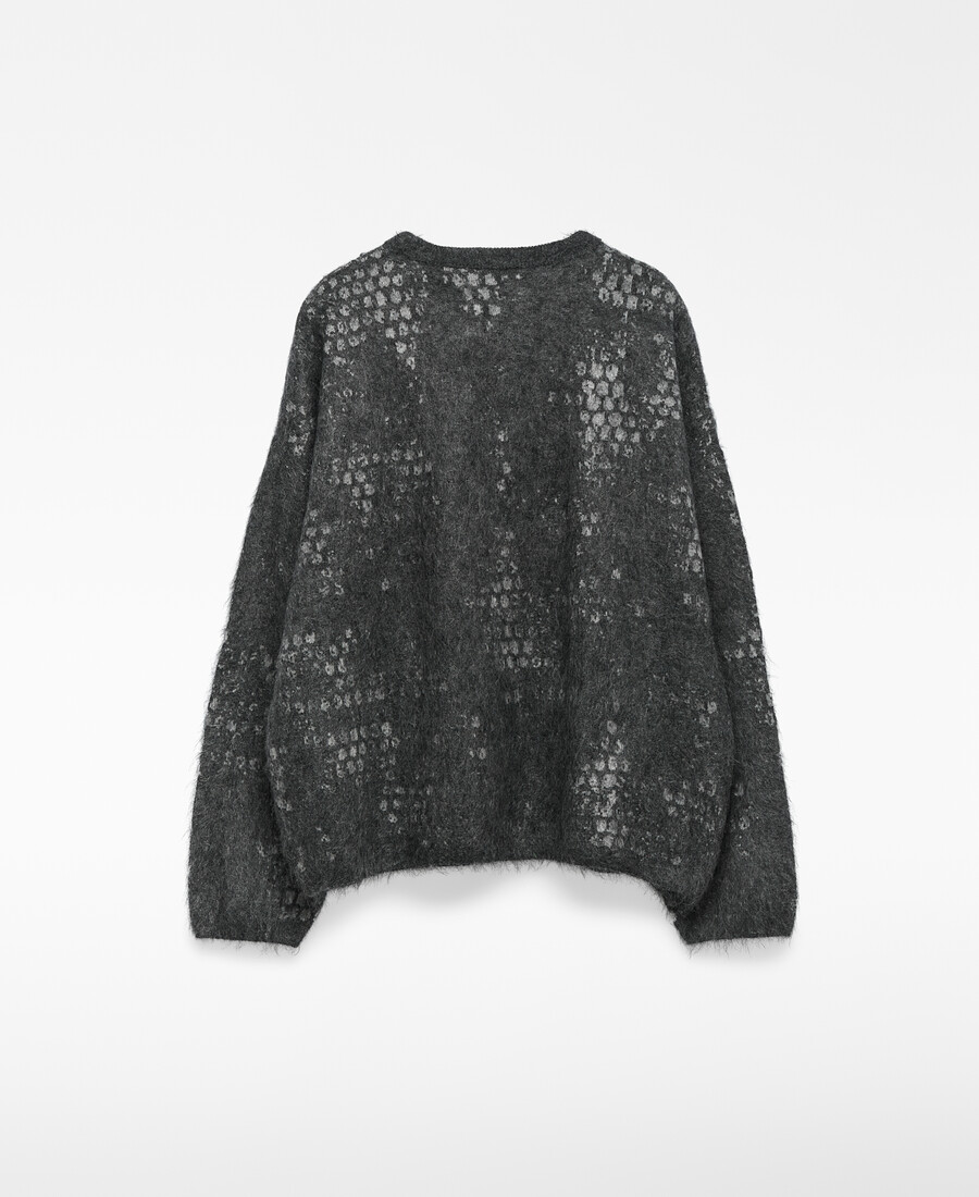 suéter de punto jacquard cepillado para mujer