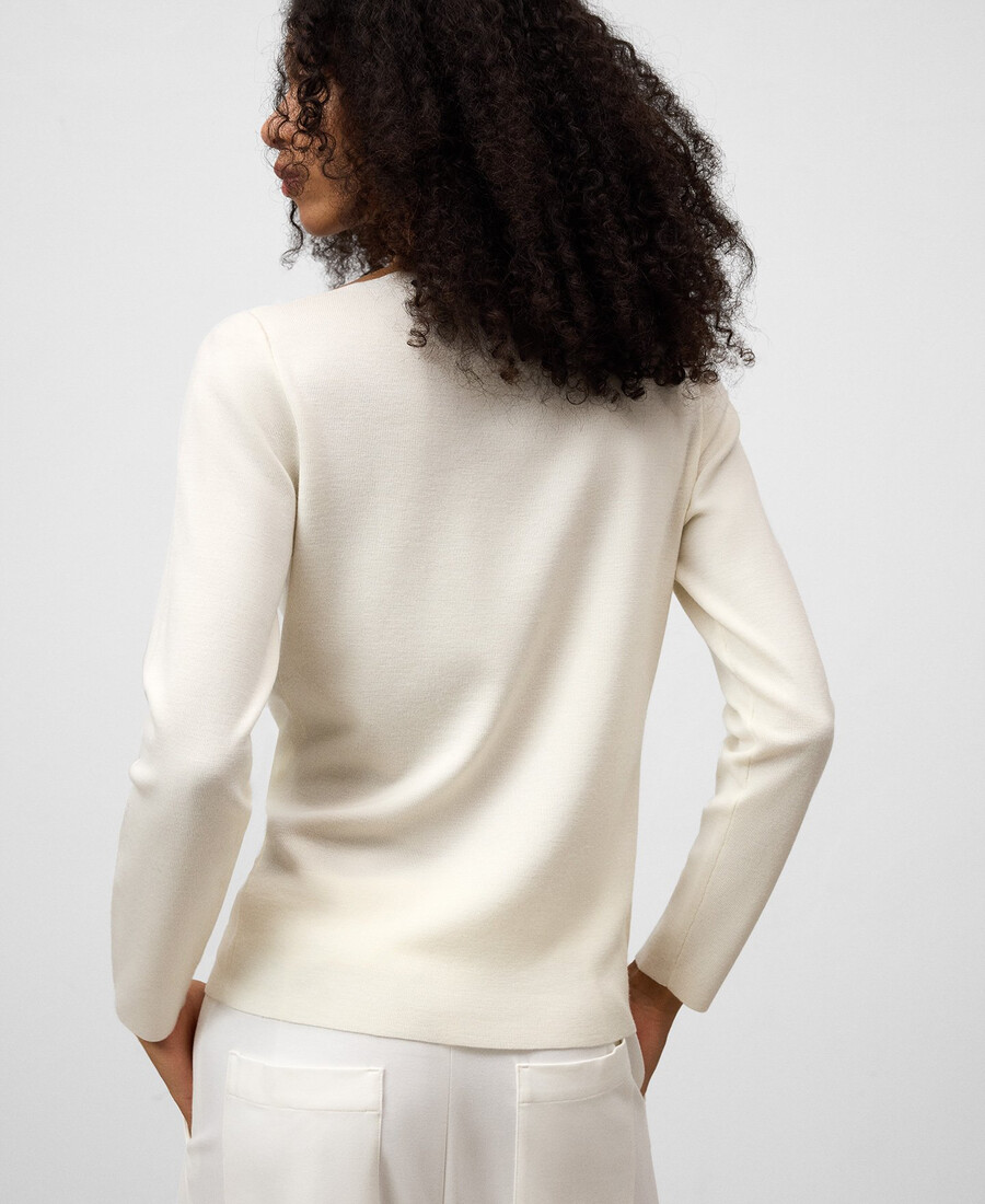 suéter de punto con escote asimétrico para mujer