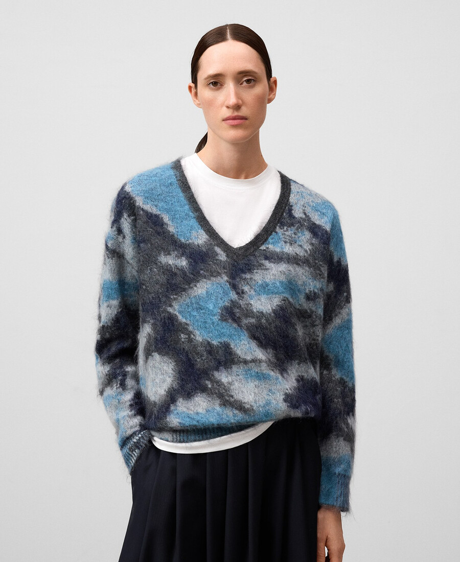 suéter estampado de punto jacquard para mujer