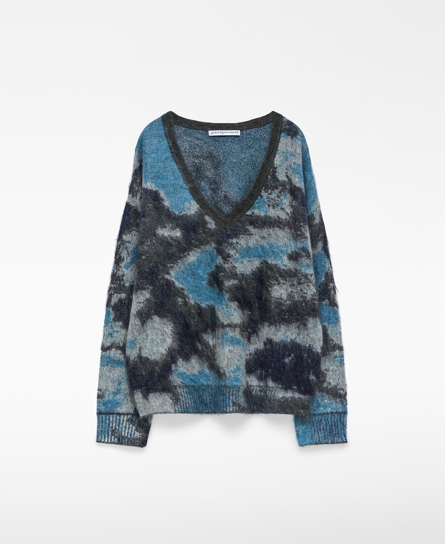 suéter estampado de punto jacquard para mujer