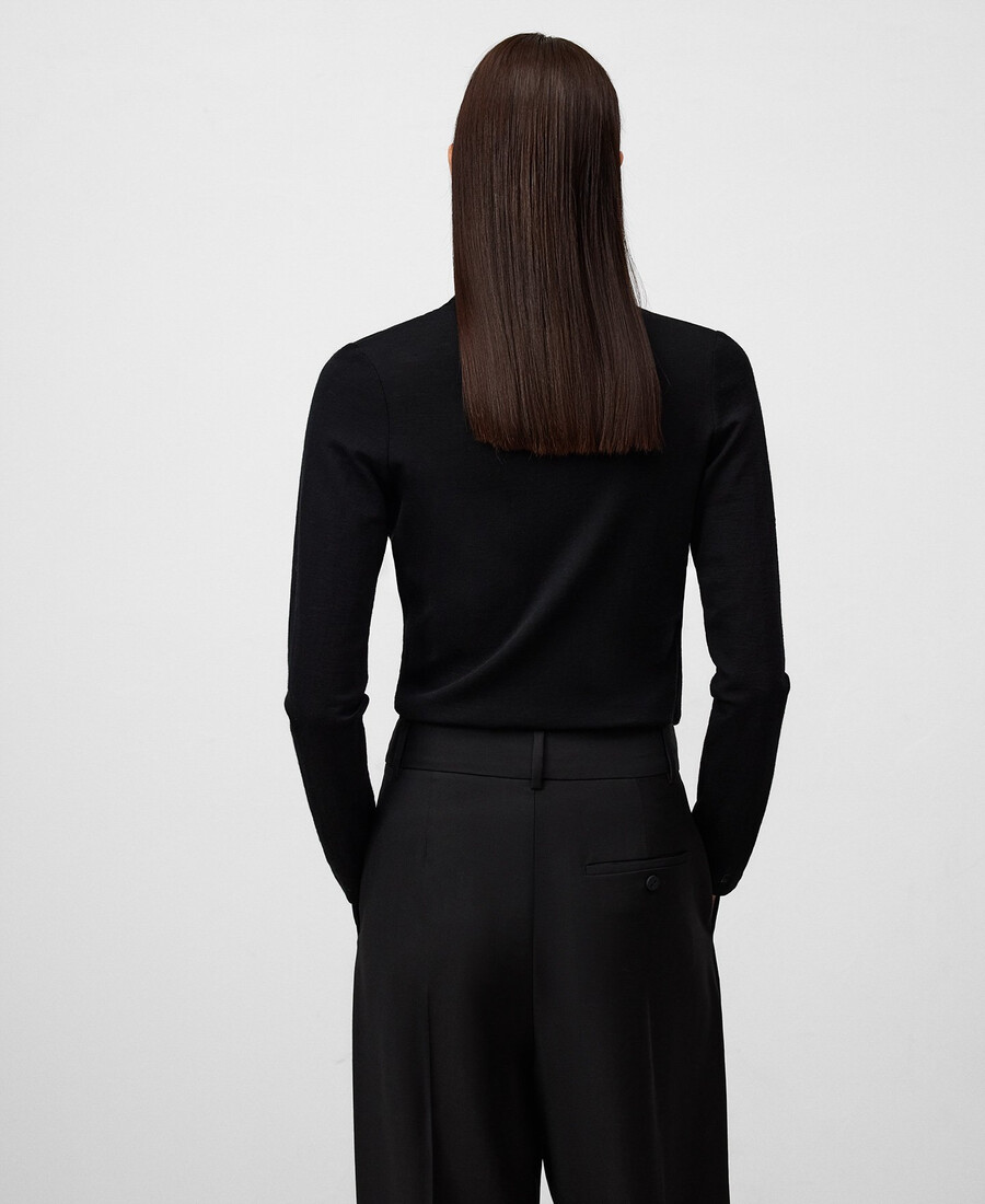 camiseta cruzada de lana merino para mujer