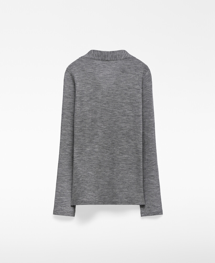camiseta cruzada de lana merino para mujer