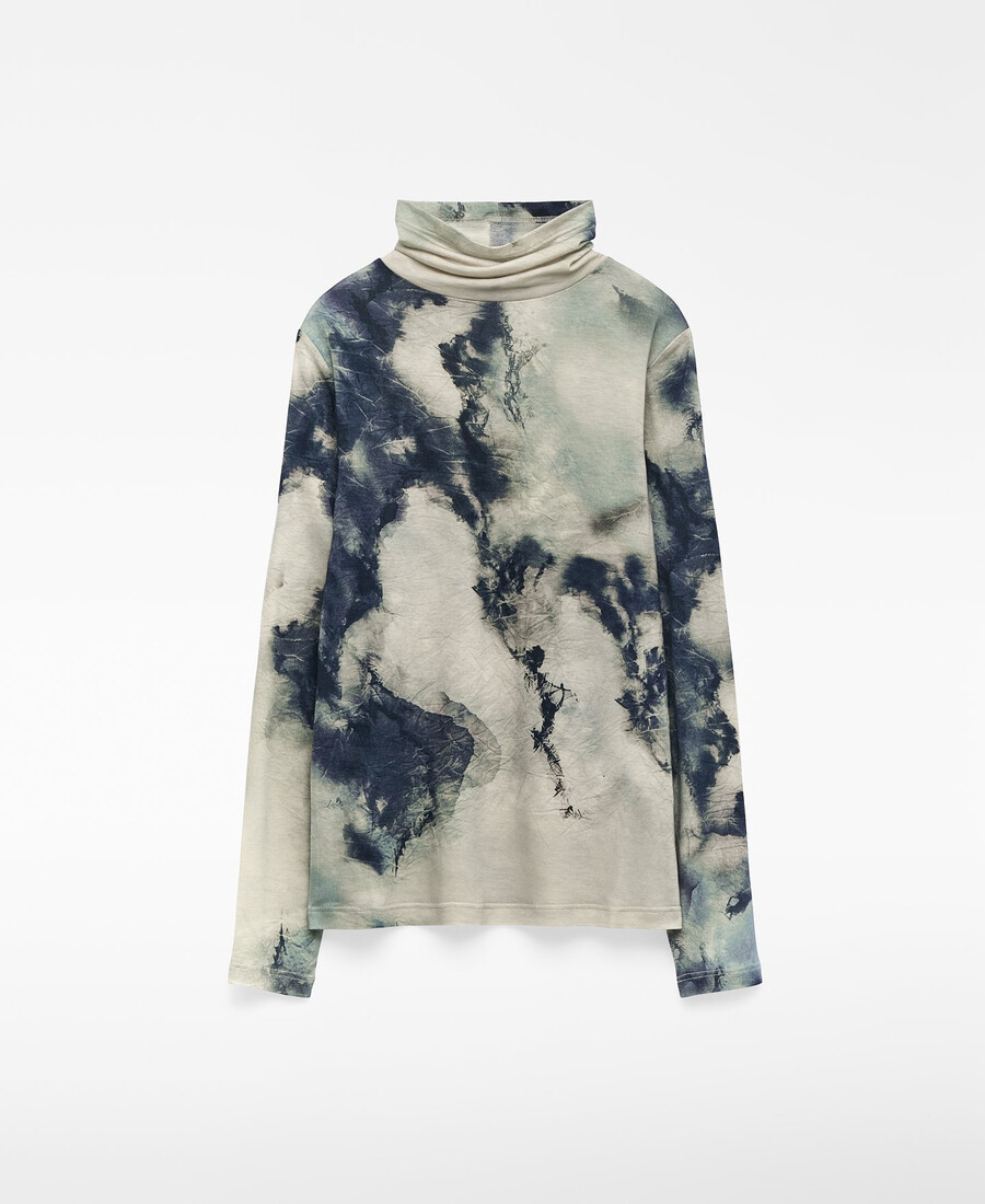 camiseta estampada de cuello alto para mujer