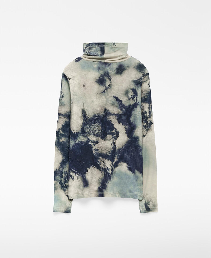 camiseta estampada de cuello alto para mujer