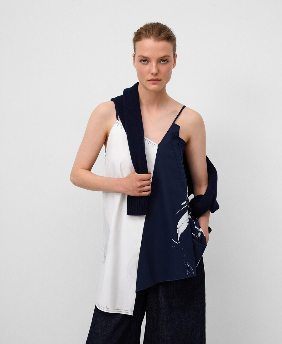 top asimétrico combinado mujer