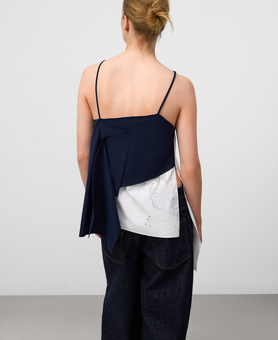 top asimétrico combinado mujer