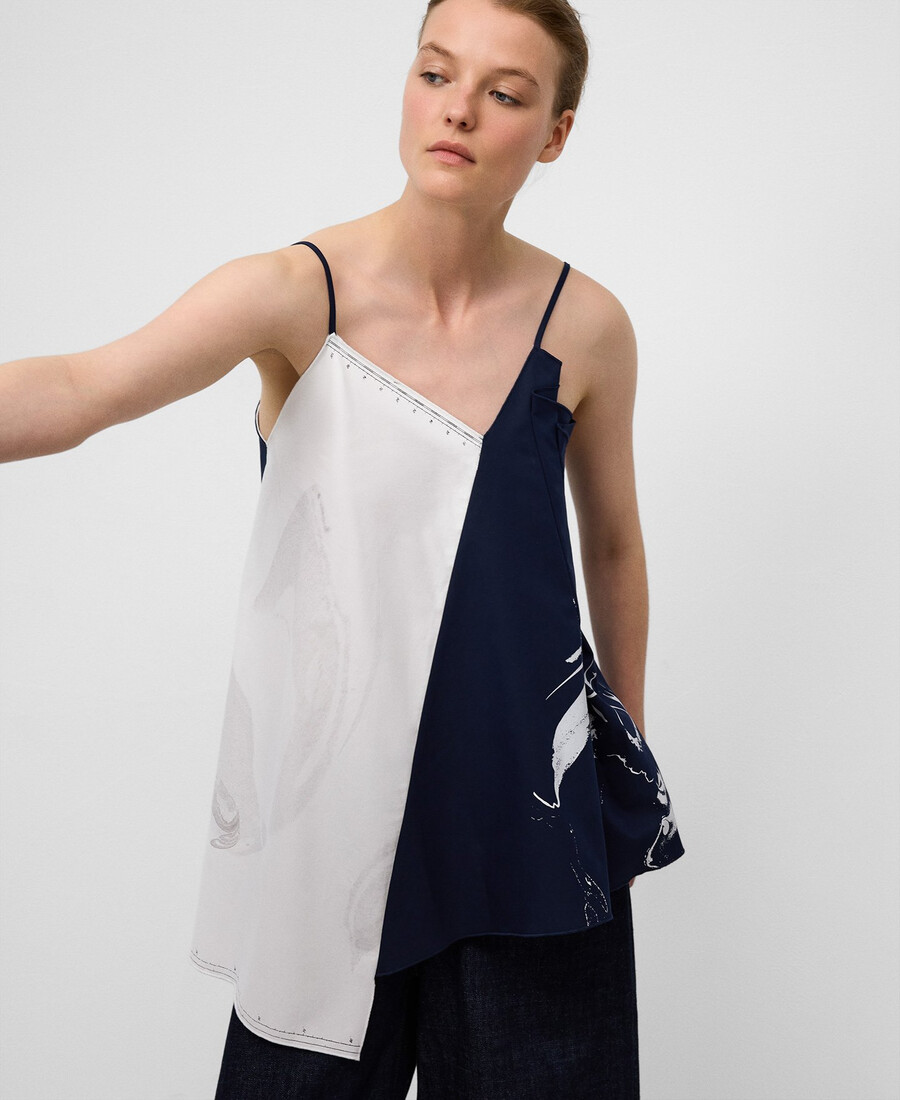 top asimétrico combinado mujer
