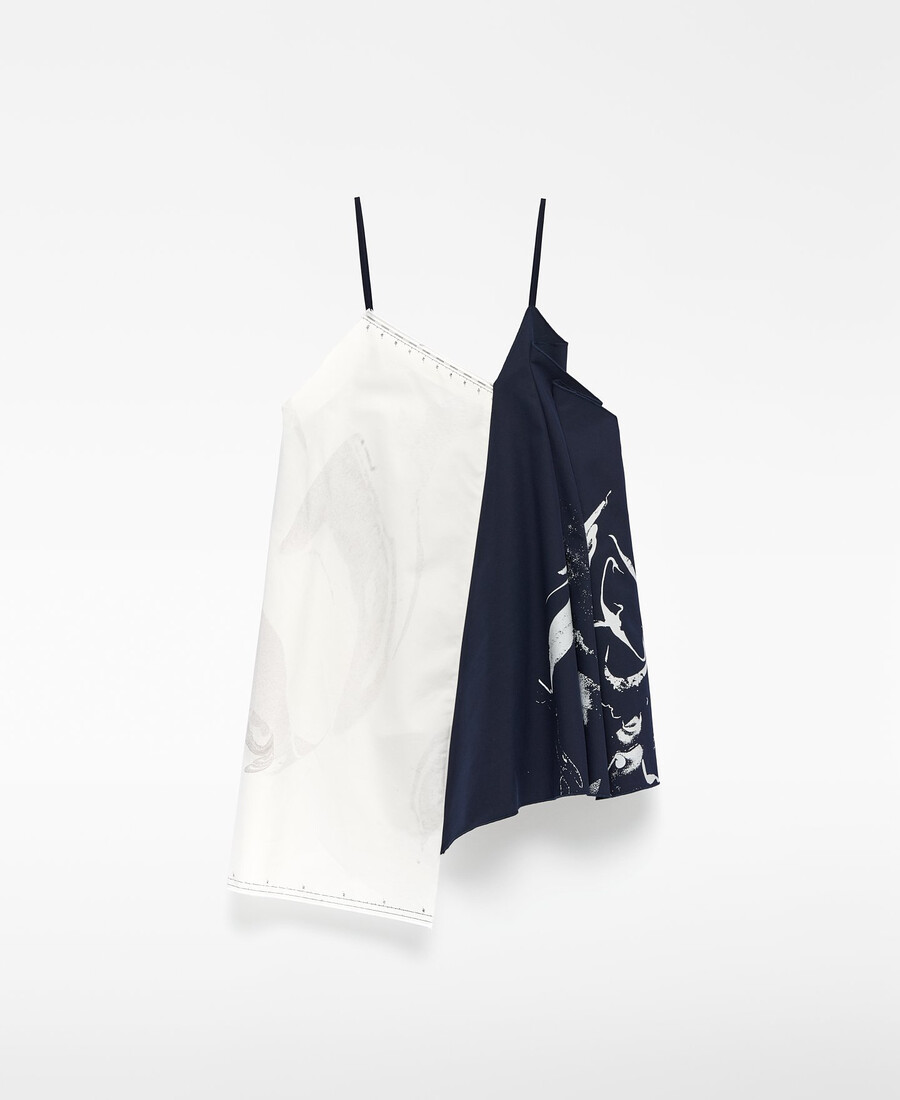 top asimétrico combinado mujer