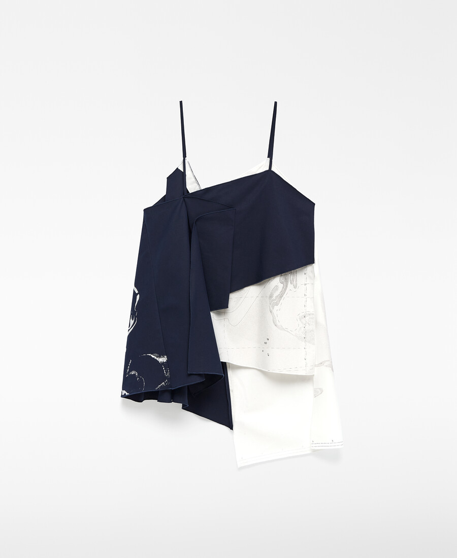 top asimétrico combinado mujer