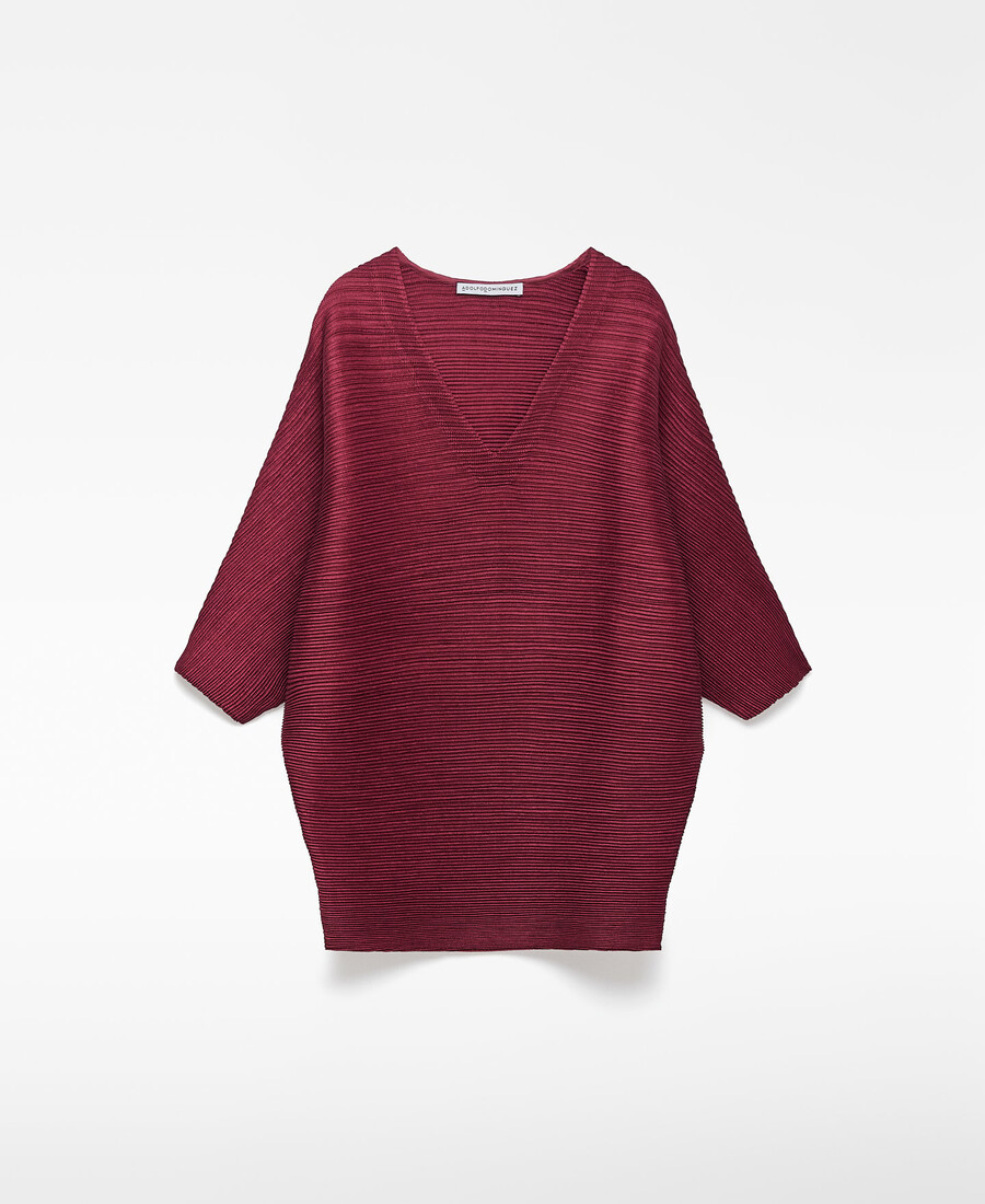 top arrugado con cuello en v para mujer