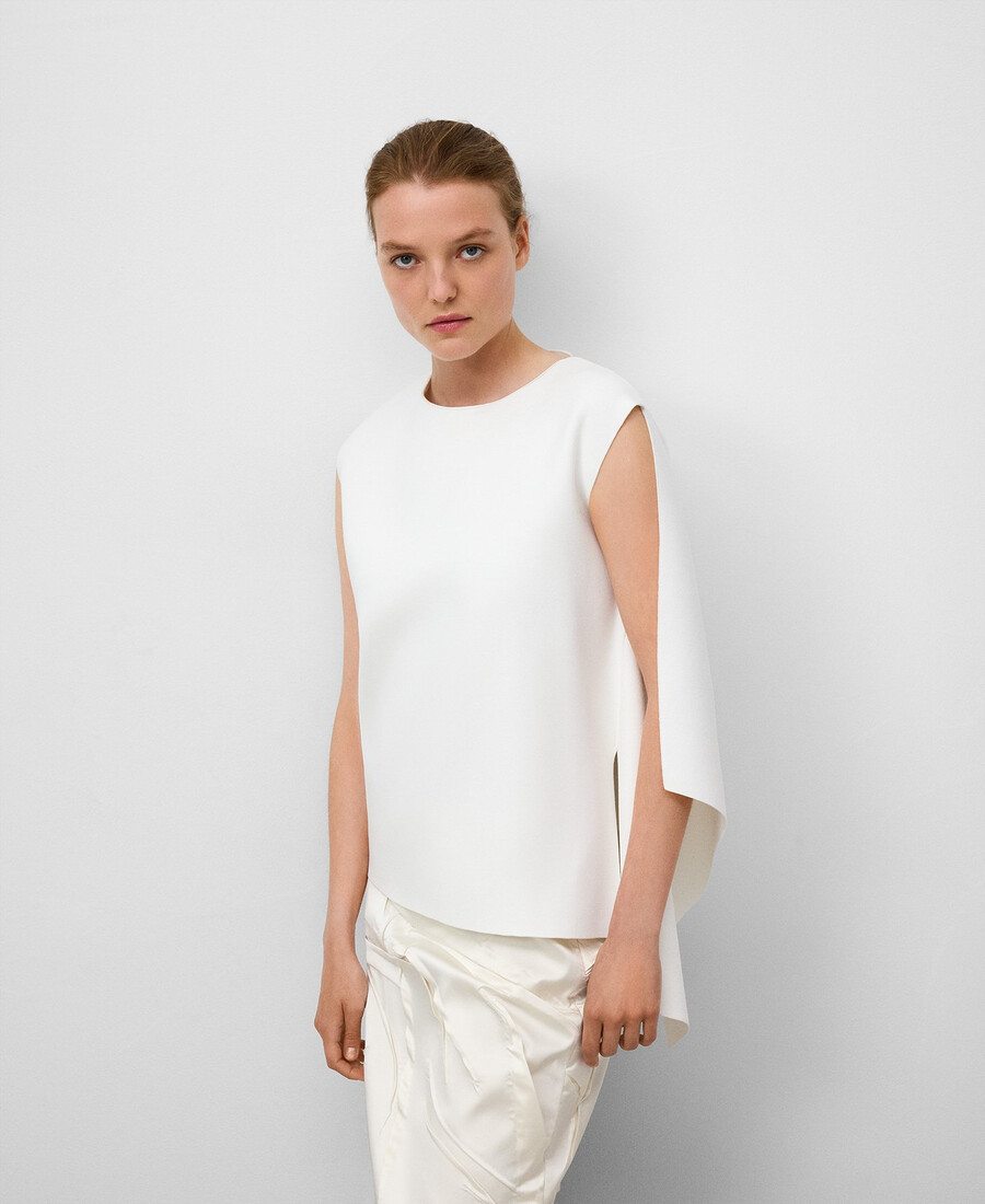 top con mangas sisa y godet lateral para mujer