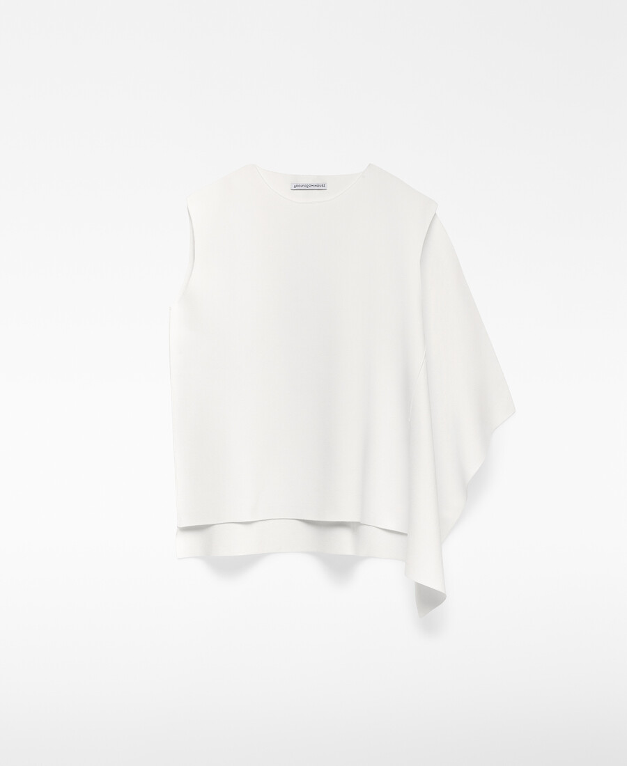 top con mangas sisa y godet lateral para mujer