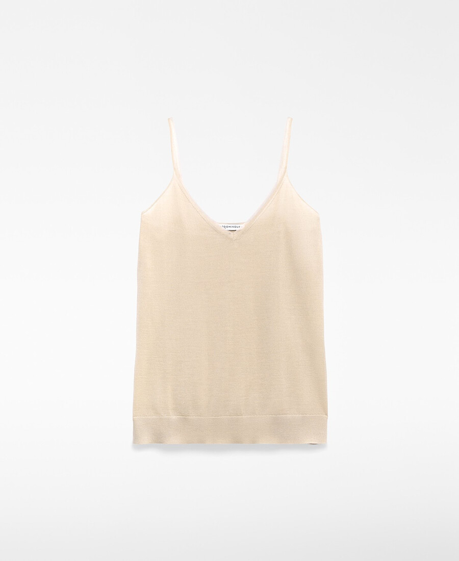 top de punto semitransparente para mujer