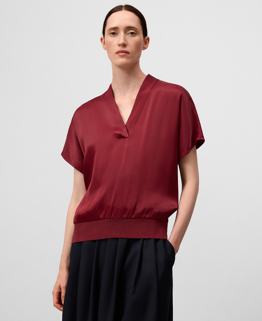 top de mujer con escote en v y doble tejido