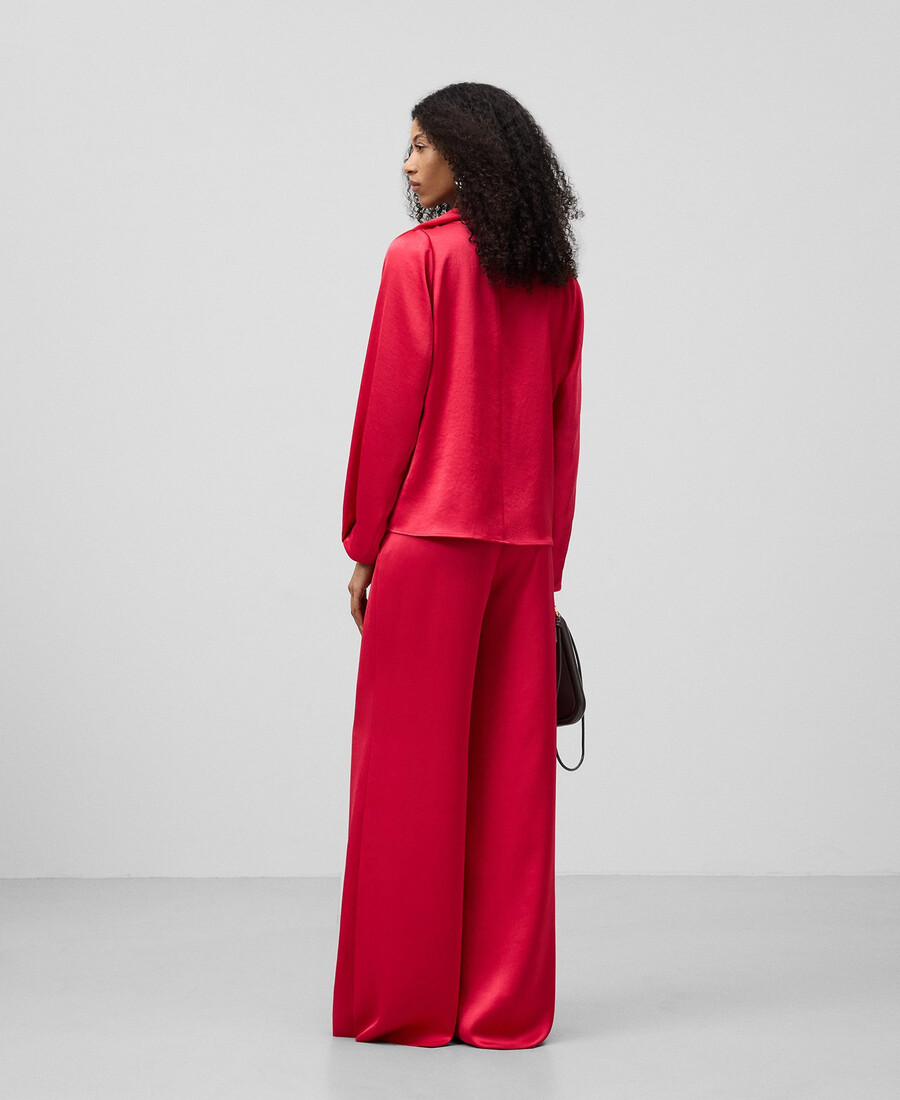 pantalones anchos de satén para mujer