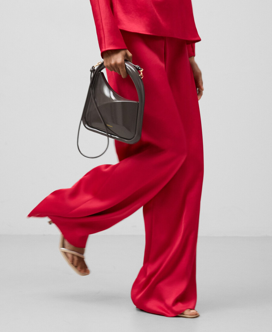 pantalones anchos de satén para mujer