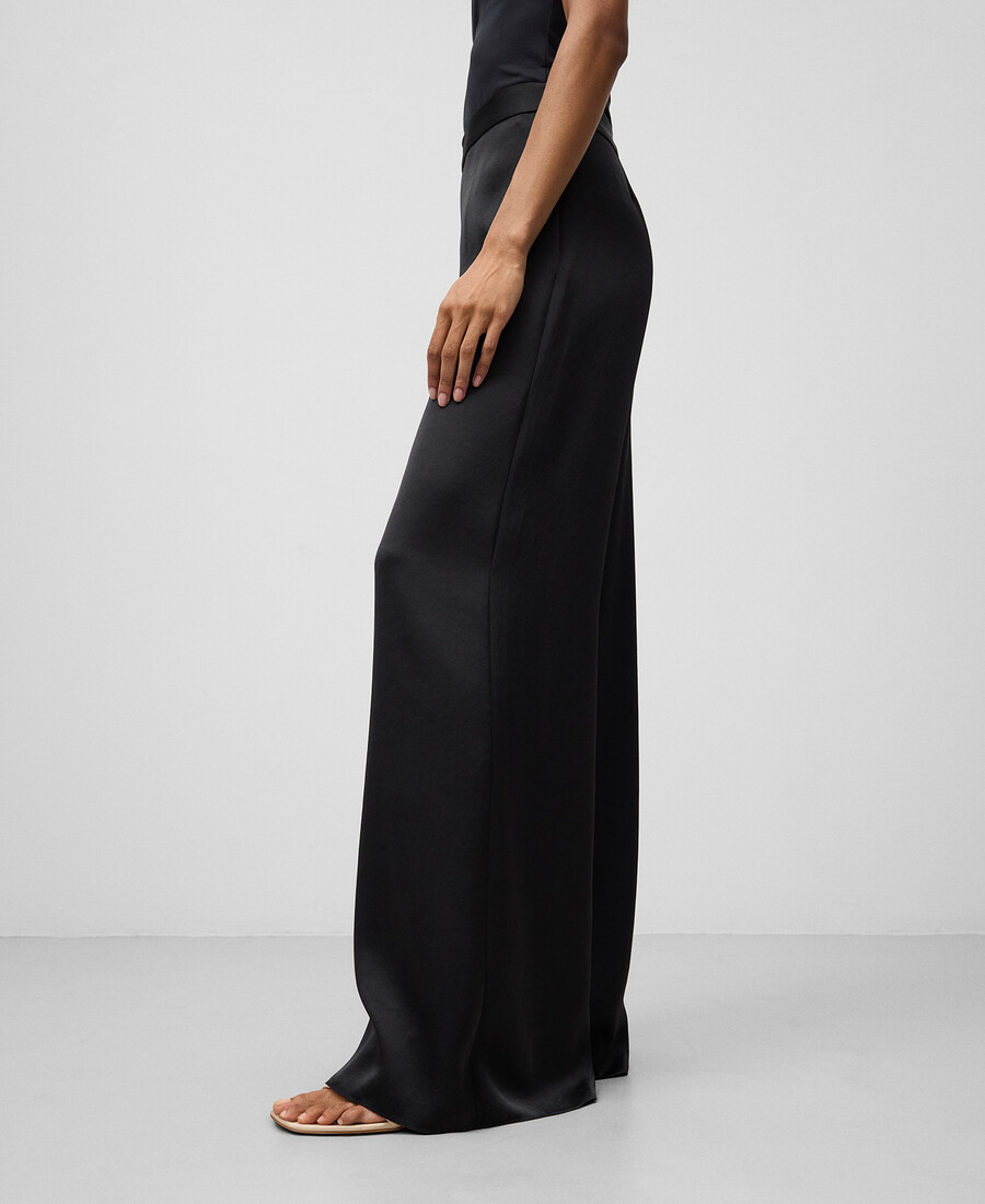 pantalones anchos de satén para mujer