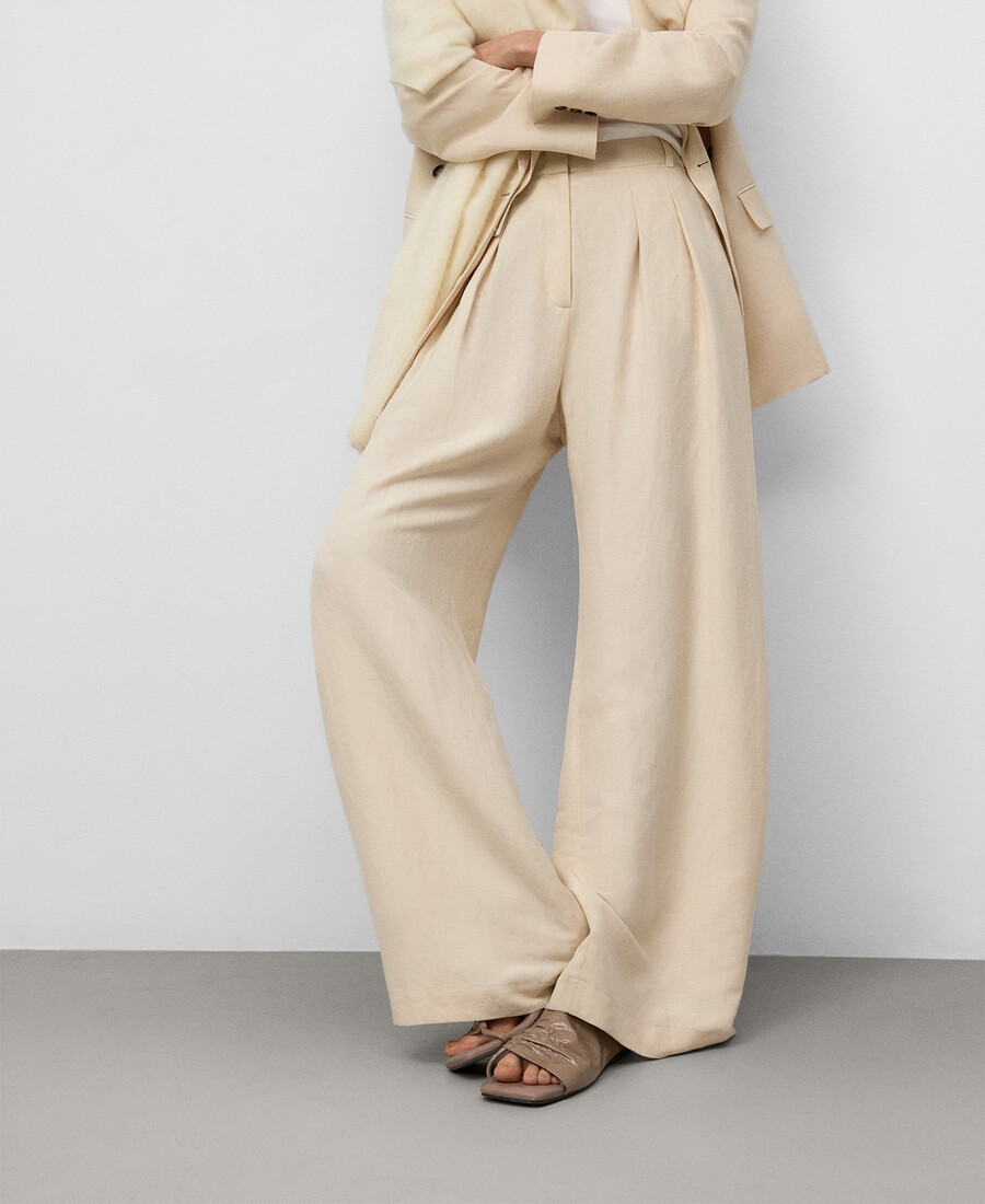 pantalones de mujer de mezcla de lino europeo