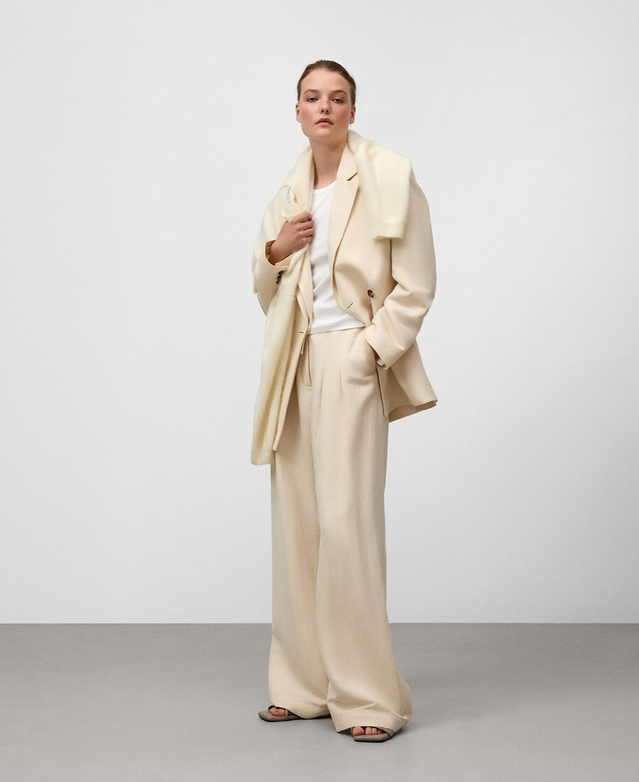 pantalones de mujer de mezcla de lino europeo